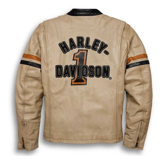 Harley-Davidson Men's Two-Tone Leather Bomber Jacket - Picture 3 of 10
